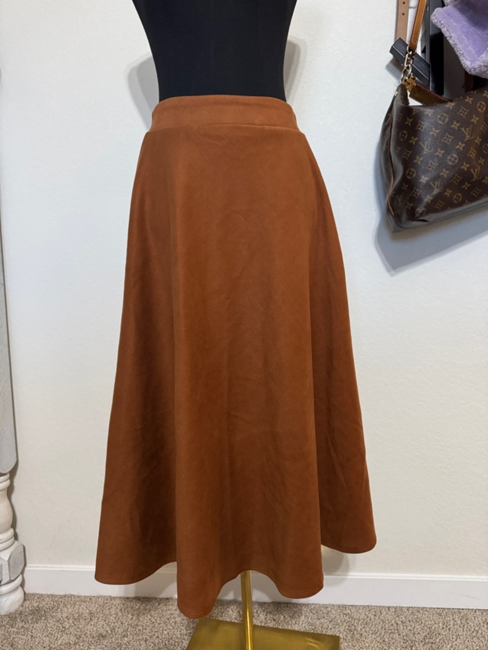 NWT Boho Suede Long Brown Skirt
